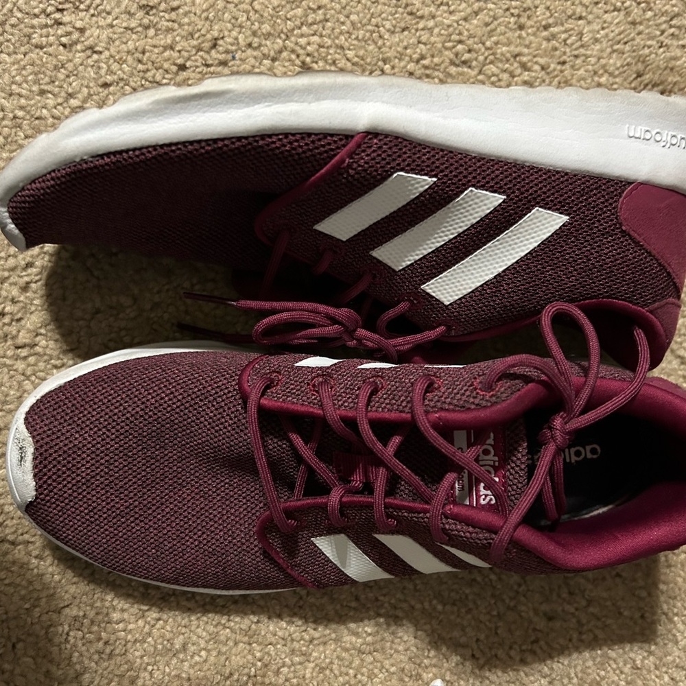 Adidas Maroon and White Athletic Shoes